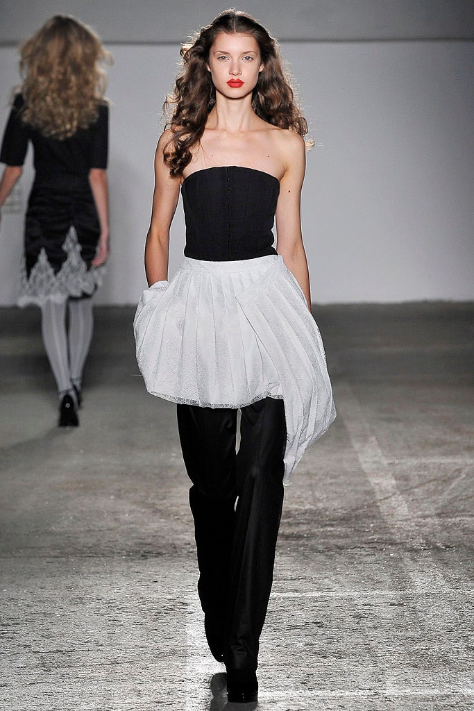 black corset white pleated skirt