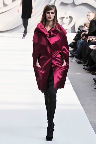 red silk fitted coat