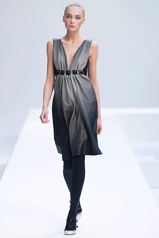 gray black silk sleeveless dress