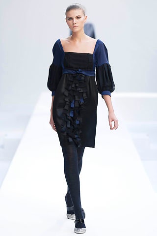 black and blue ruffled dress