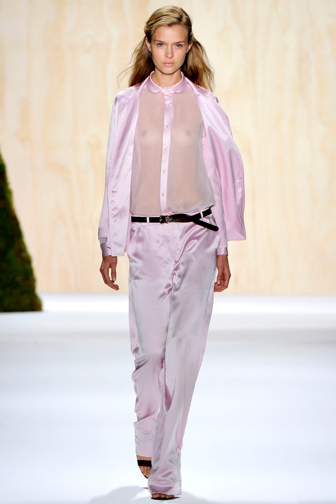 pink silk long-sleeve collared relaxed sheer flowing shirt