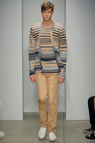 beige striped shirt with slim pants