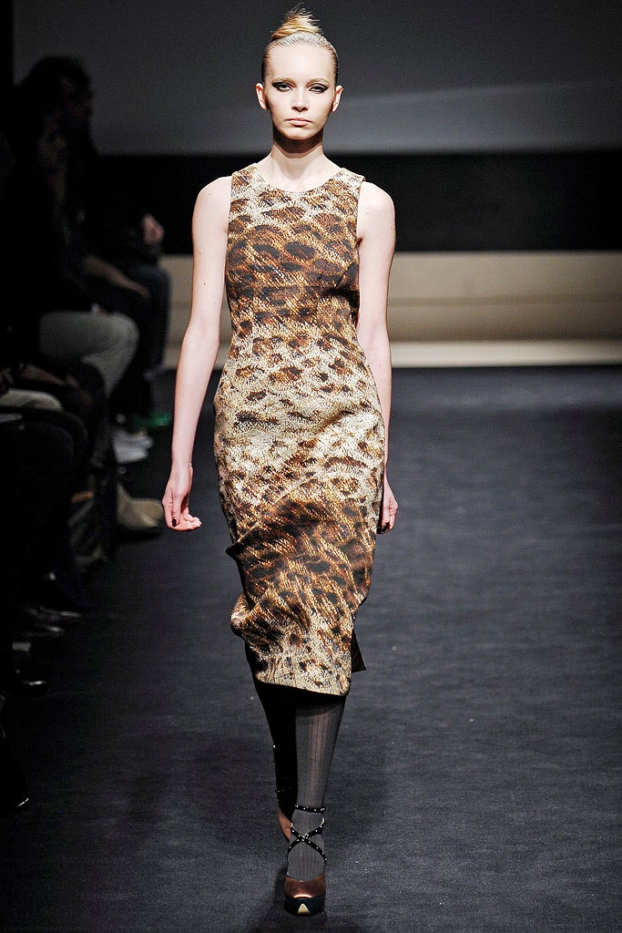 brown gold printed sleeveless dress