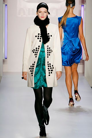 white wool coat with green dress