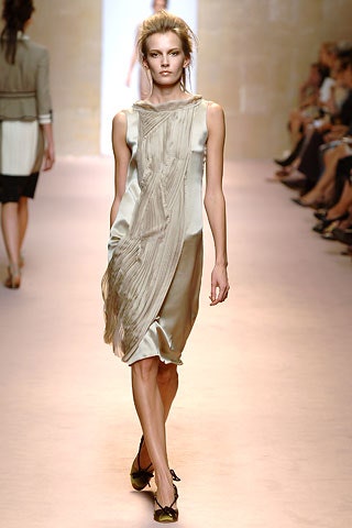beige silk sleeveless dress