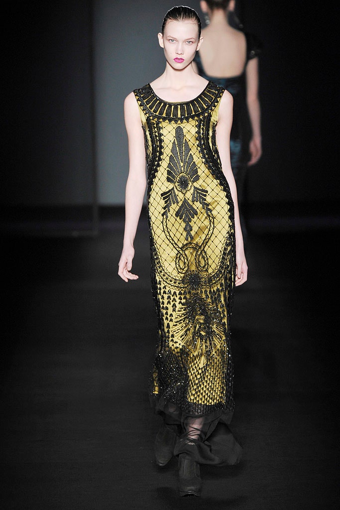 black and yellow embroidered gown