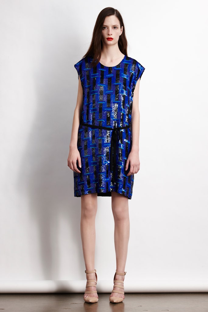 blue black sequin relaxed dress