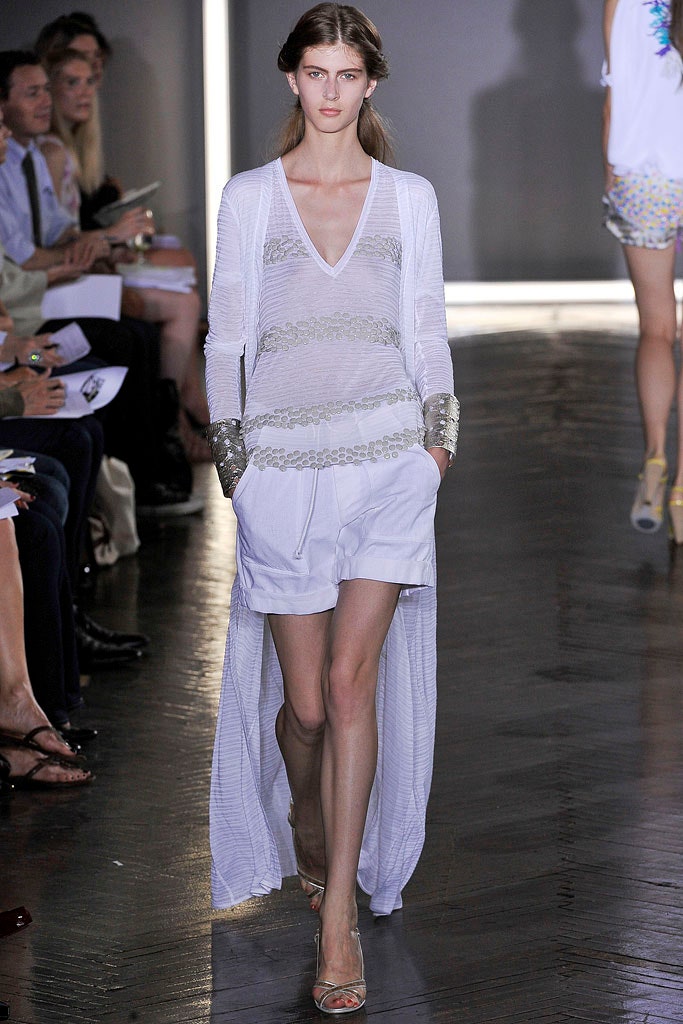 white cotton long-sleeve v-neck relaxed layered sheer top