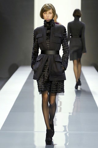 black cotton long-sleeve collared structured zippered coat