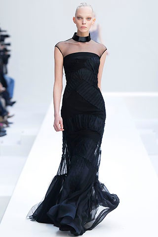black silk tulle fitted gown