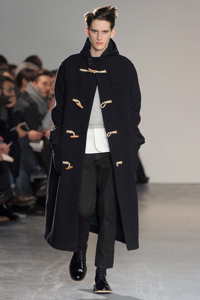 black wool coat with white shirt