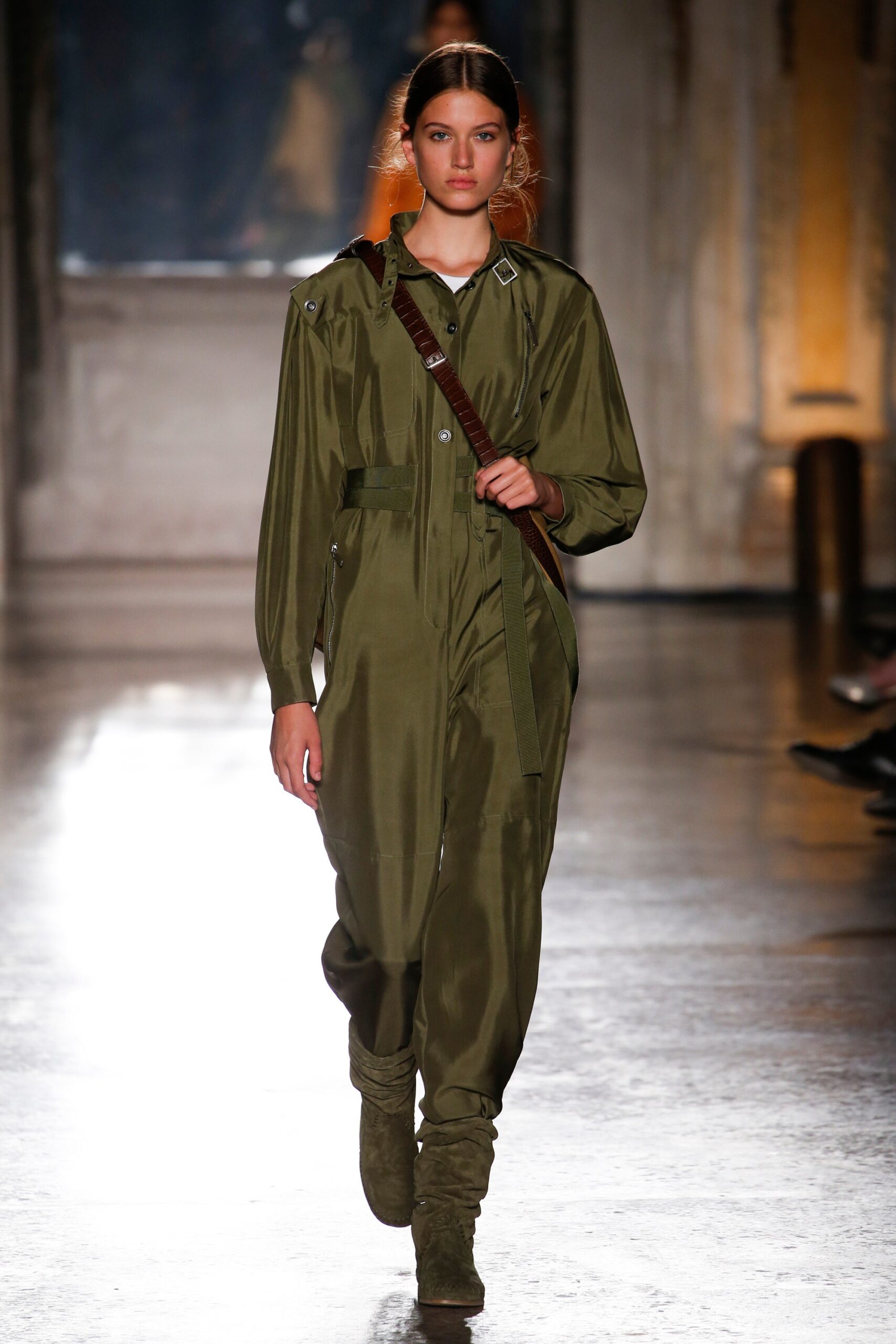 green relaxed cotton jumpsuit