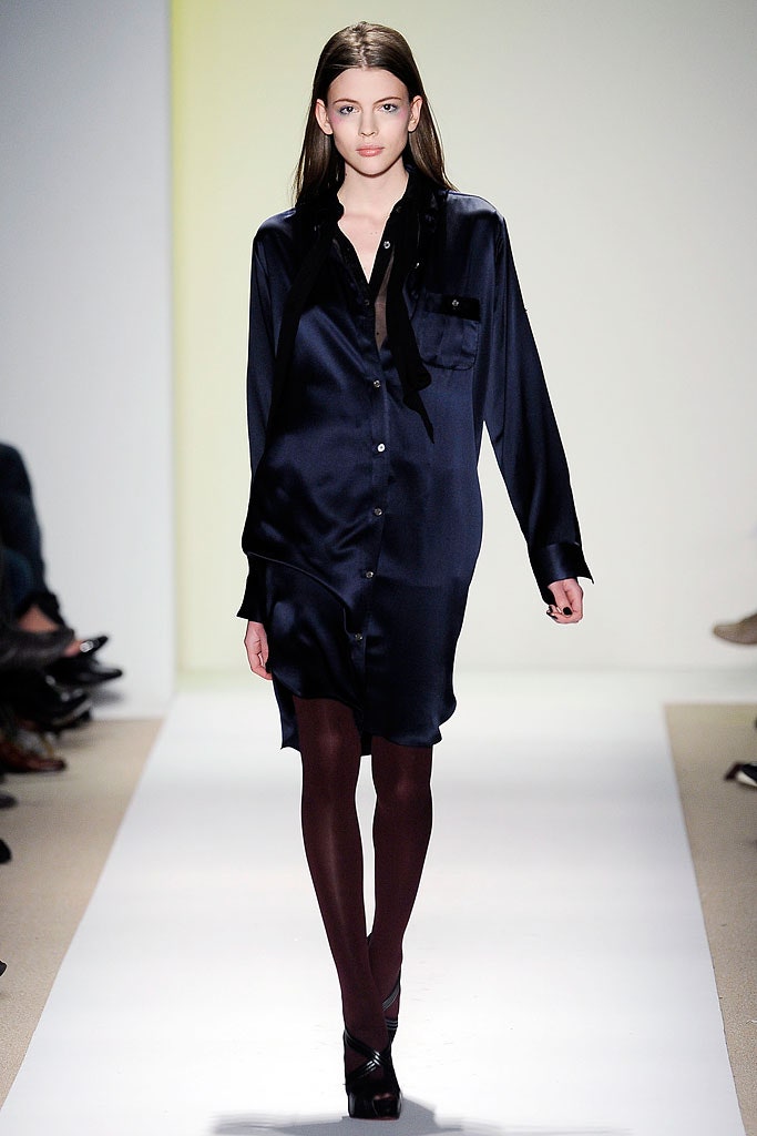 blue silk relaxed shirt-dress