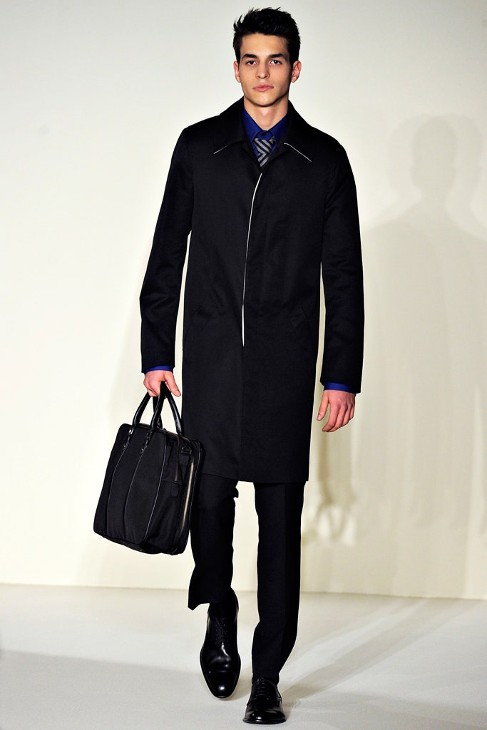 black coat with tailored pants