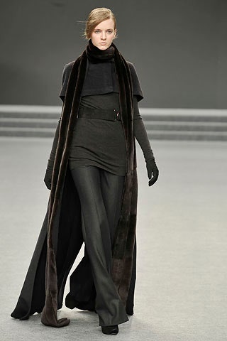 black fur cape with fitted top