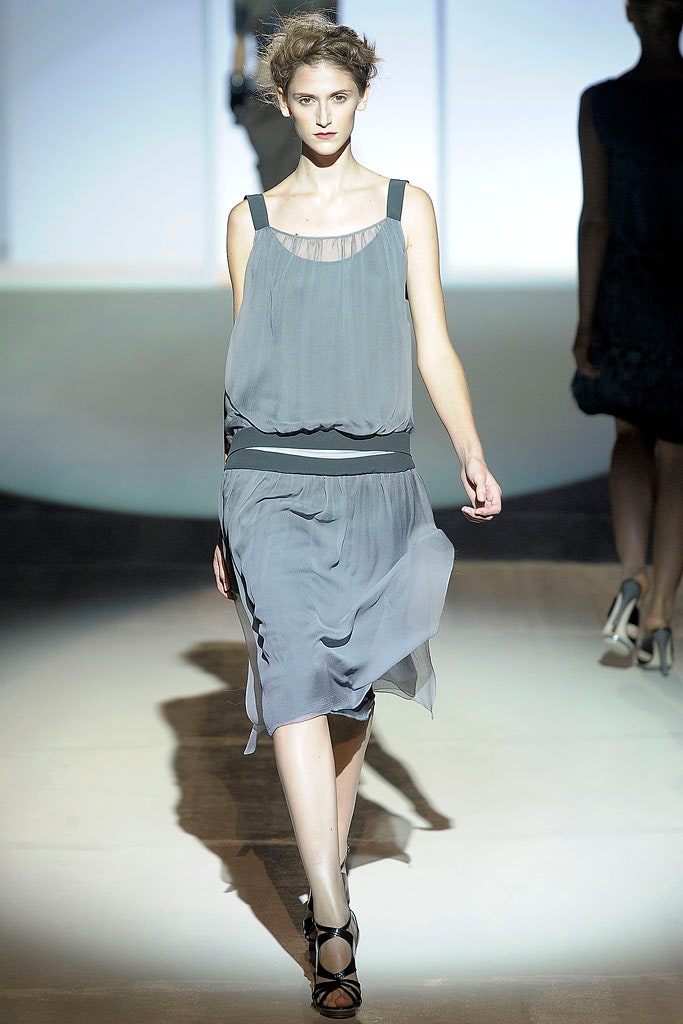 gray silk sleeveless dress