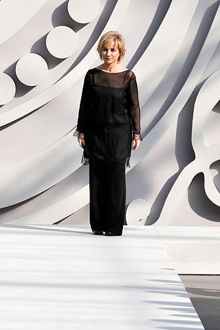 black silk long-sleeve gown