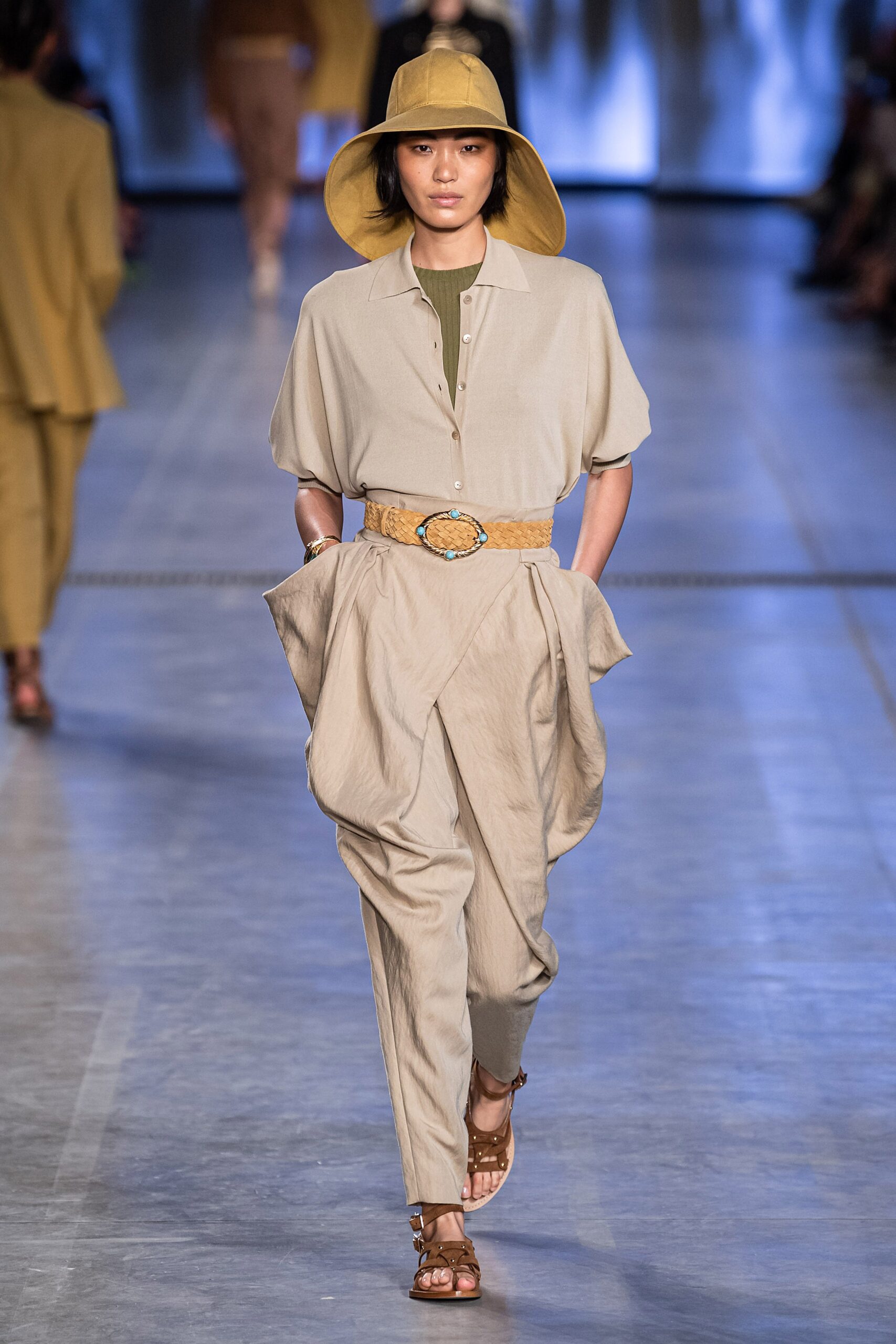 beige relaxed shirt and pants