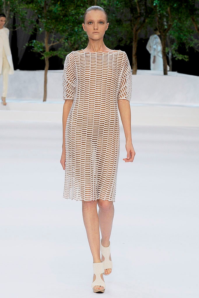 white mesh fitted dress