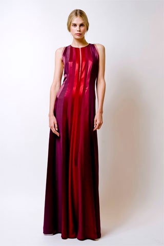 red and purple silk gown