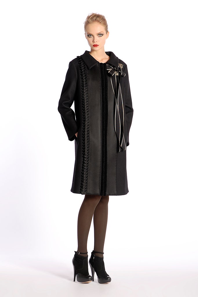 fitted black wool coat