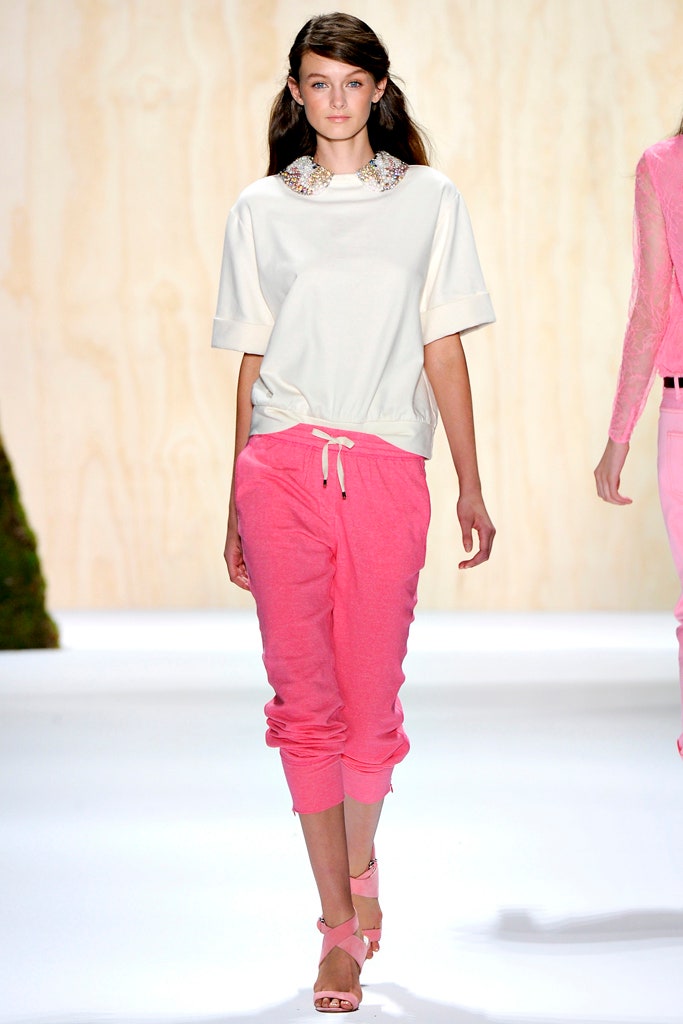 pink cotton fitted zippered pants