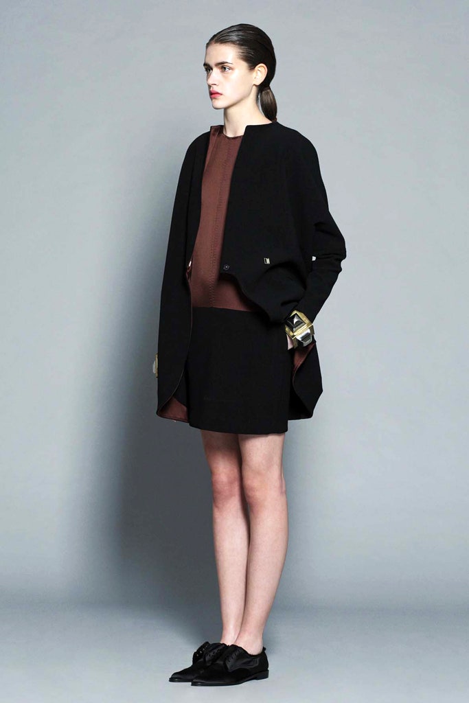 black wool jacket brown fitted top