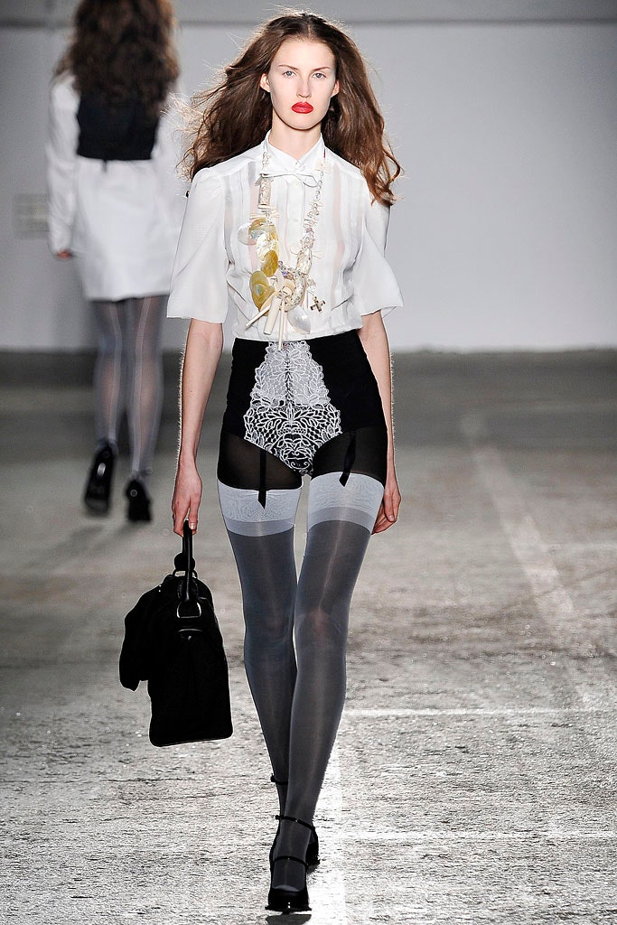 white fitted shirt with black pencil skirt