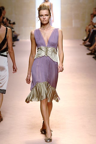 purple silk pleated midi dress