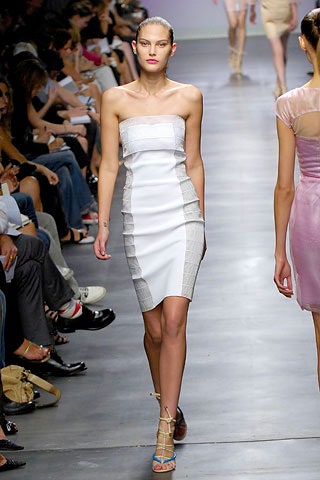 white gray fitted strapless dress