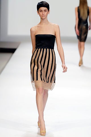 black and beige striped mini dress