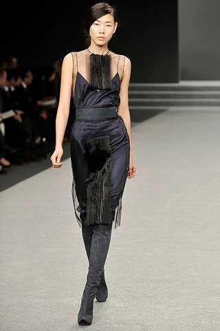 blue silk fitted midi dress with fringes