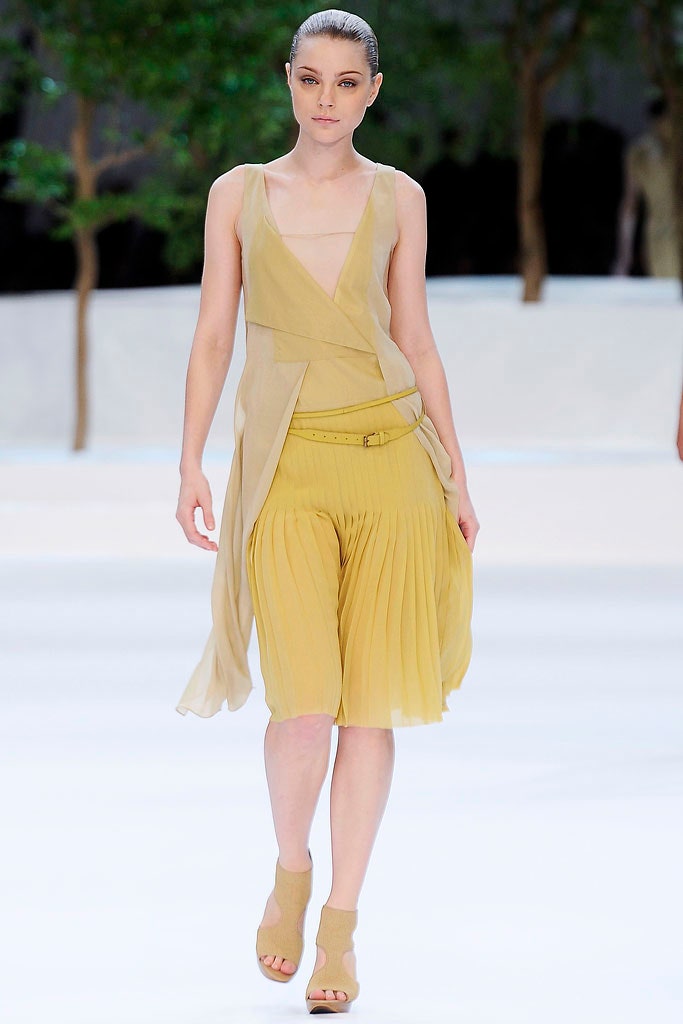 yellow chiffon sleeveless dress