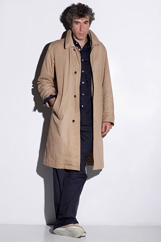 beige cotton long-sleeve collared relaxed buttoned coat