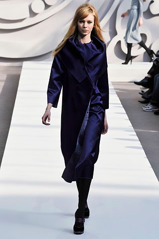 blue silk long-sleeve dress