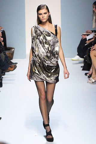 gold and black asymmetric dress