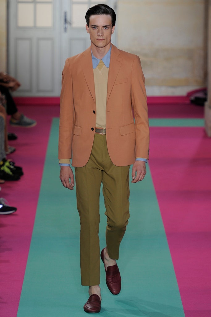 orange long-sleeve collared tailored blazer