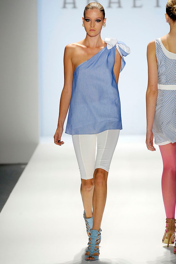 blue striped sleeveless top