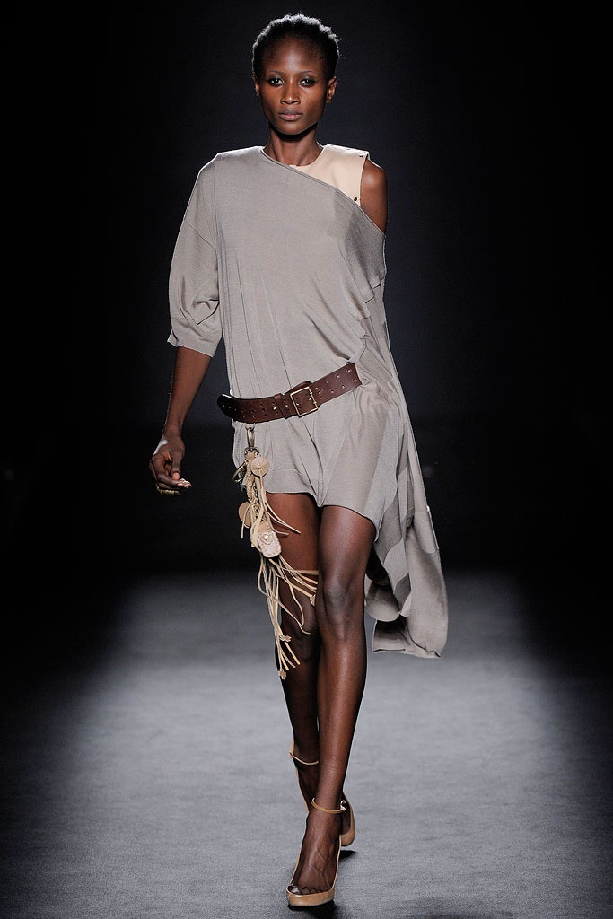 gray cotton sleeveless asymmetric relaxed draped short dress
