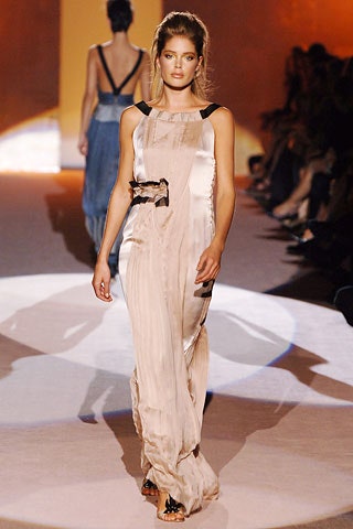 beige silk sleeveless gown