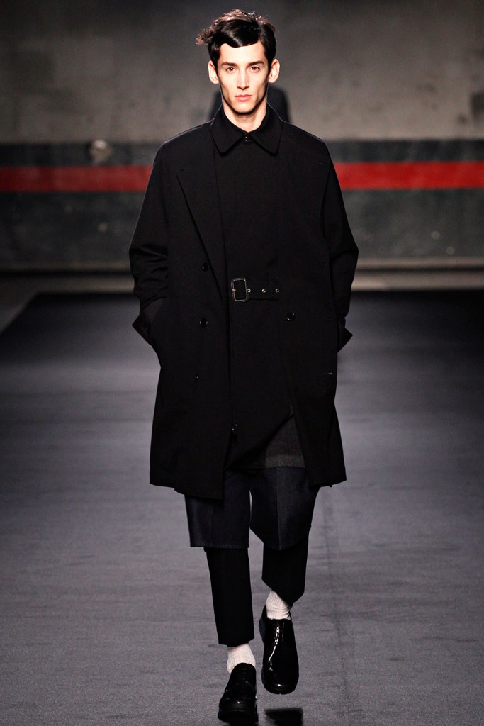 black denim tailored straight-leg pants