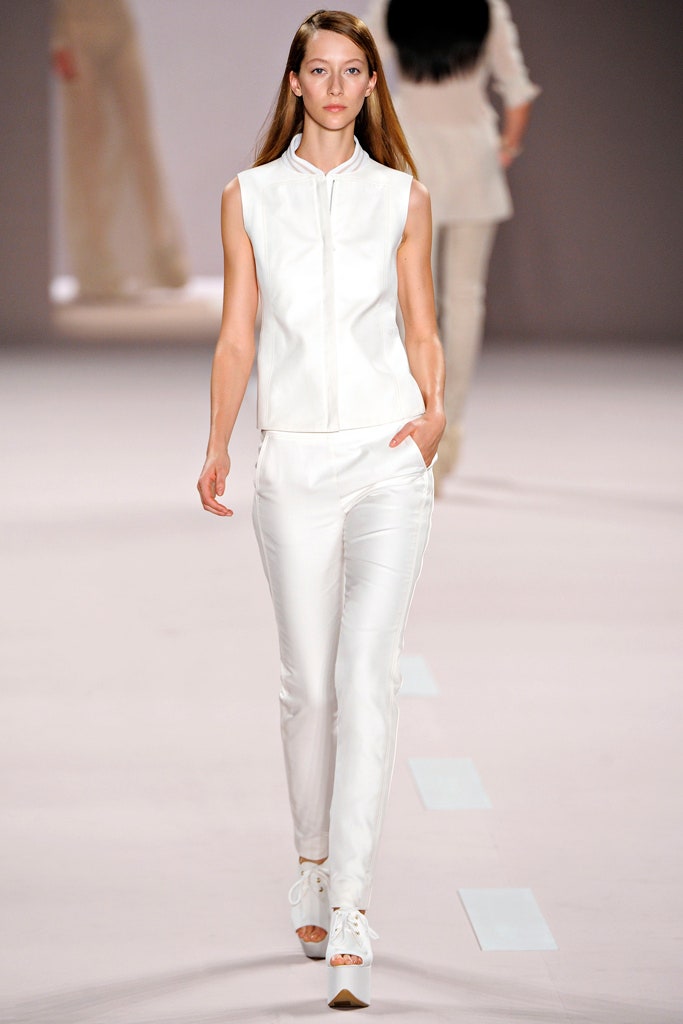 white fitted top and pants