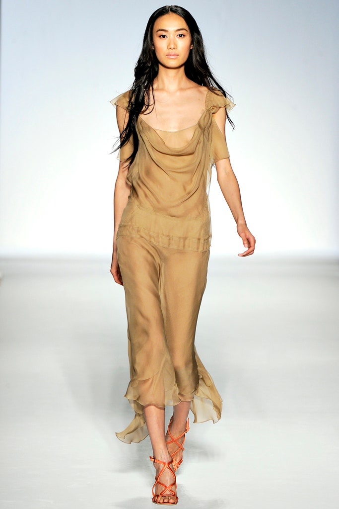 beige silk sleeveless dress