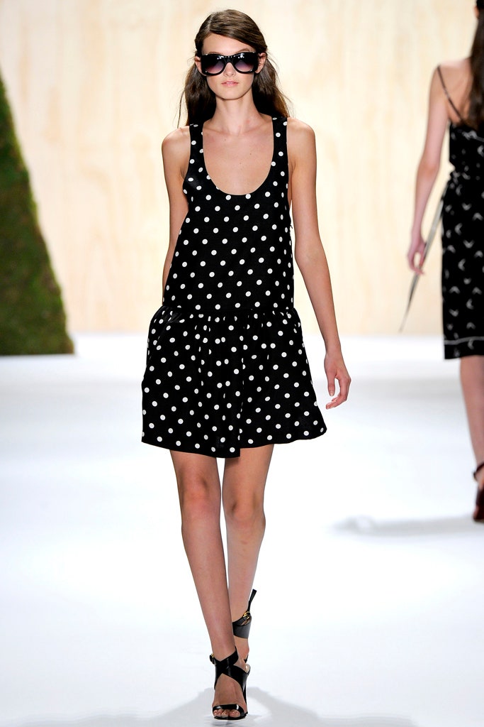 black and white polka-dot dress
