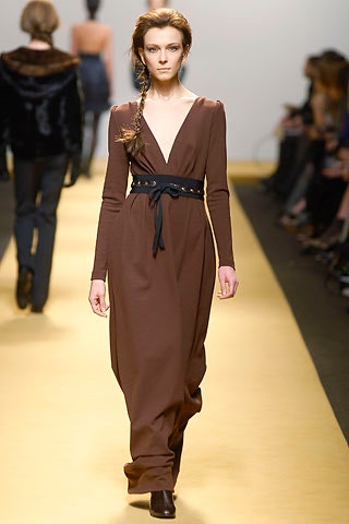 brown relaxed long-sleeve dress