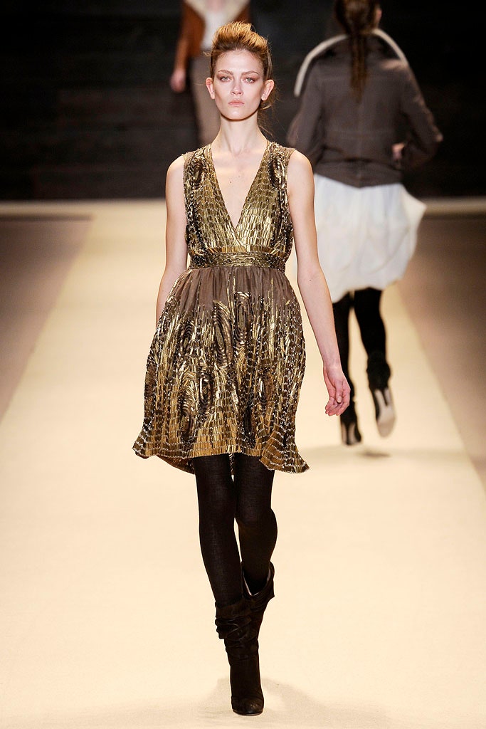 gold silk sleeveless v-neck fitted pleated shiny dress