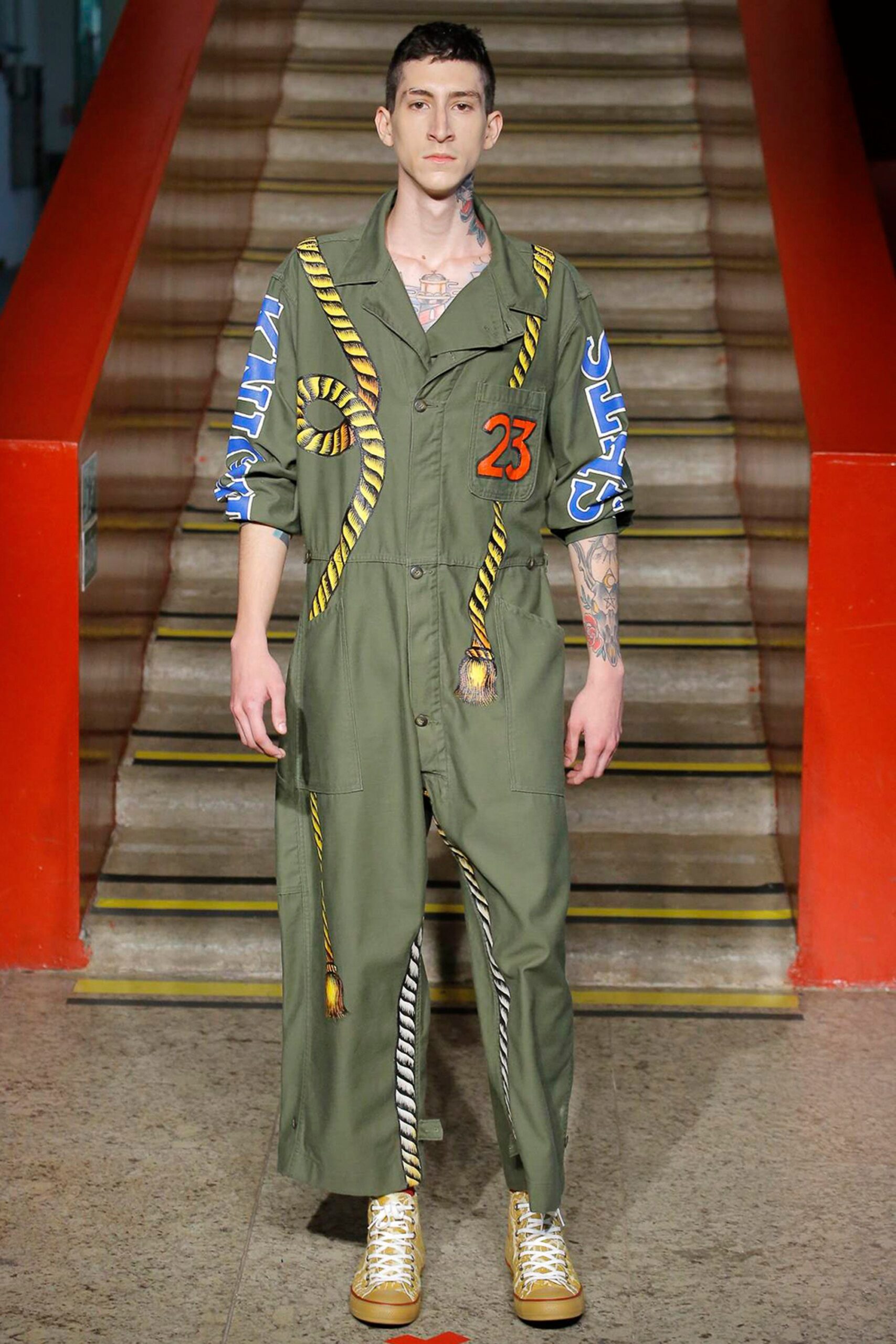 green cotton relaxed jumpsuit