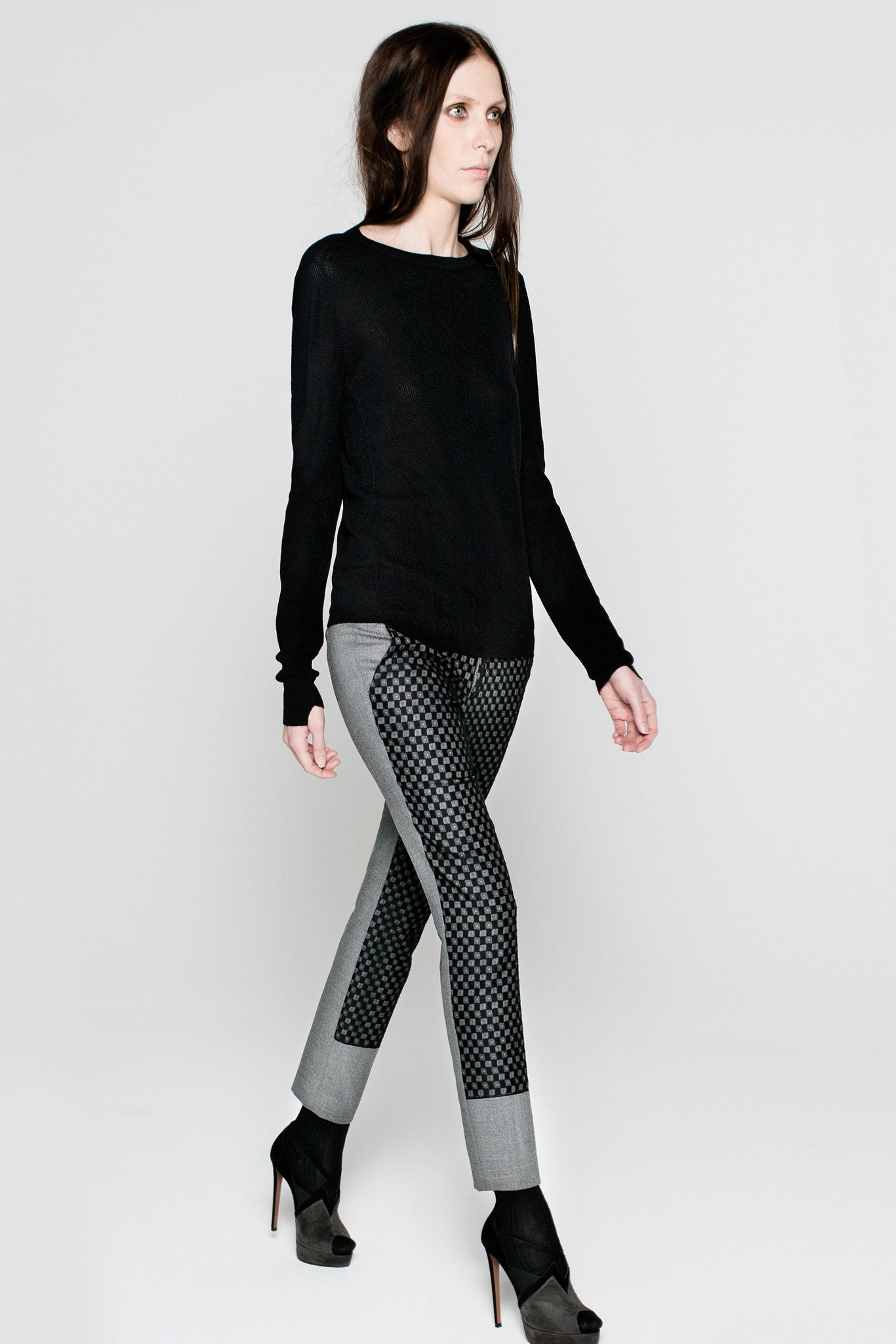 gray cotton slim pencil pants