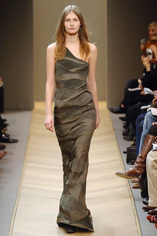 fitted green silk gown