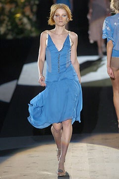 blue silk sleeveless dress